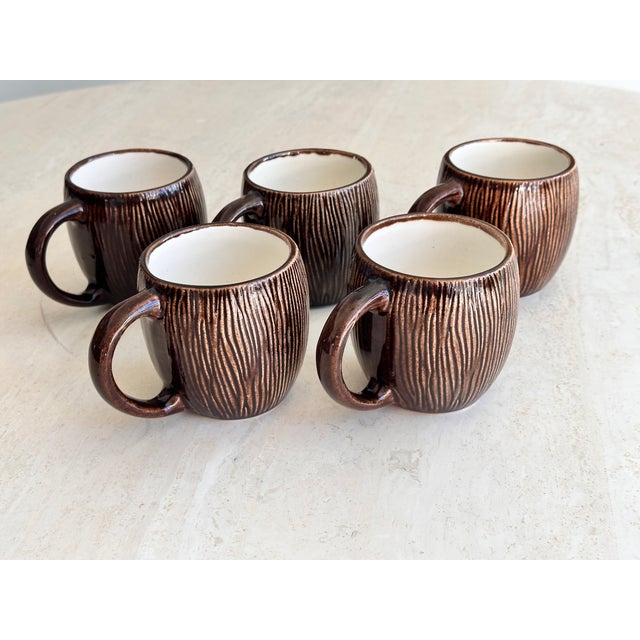 Brown Coconut Mugs by Tiki Farm - Set of 5 For Sale - Image 8 of 8