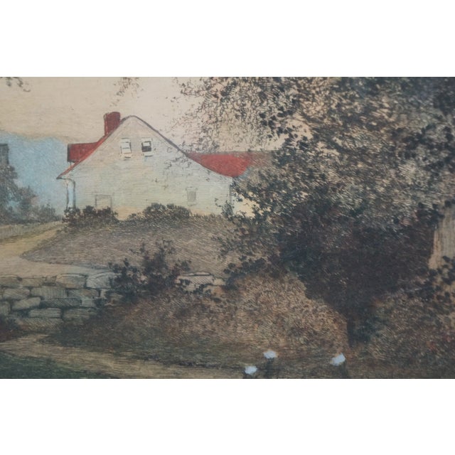 Antique Ernest Christian Rost Country Farmhouse River Canoe Landscape Etching For Sale - Image 6 of 9