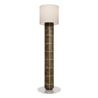 Large Navazi Floor Lamp in Ceramic with Linen and Frosted Glass by Svitanok For Sale