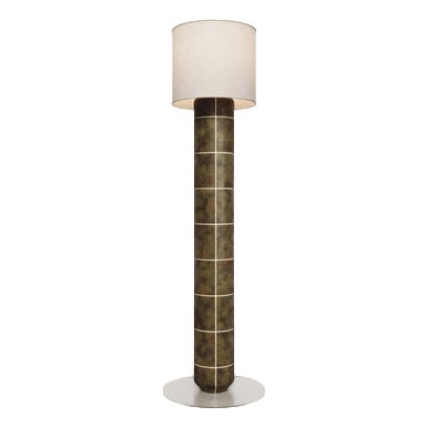 Large Navazi Floor Lamp in Ceramic with Linen and Frosted Glass by Svitanok For Sale