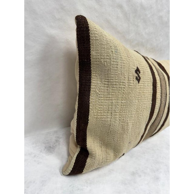 Turkish Hemp Pillow Cushion Natural Beige Brown Pillow Cushion Cover 16" x 24" For Sale - Image 4 of 4