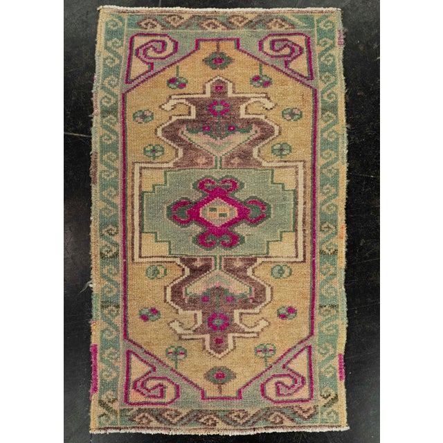 Brown Turkish Mini Rug Oriental Hand Knotted Vintage Rug 1'6" x 2'6" #21186 For Sale - Image 8 of 8