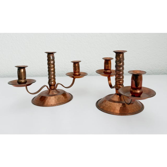 Rustic Copper Candle Holders - A Pair For Sale - Image 4 of 8