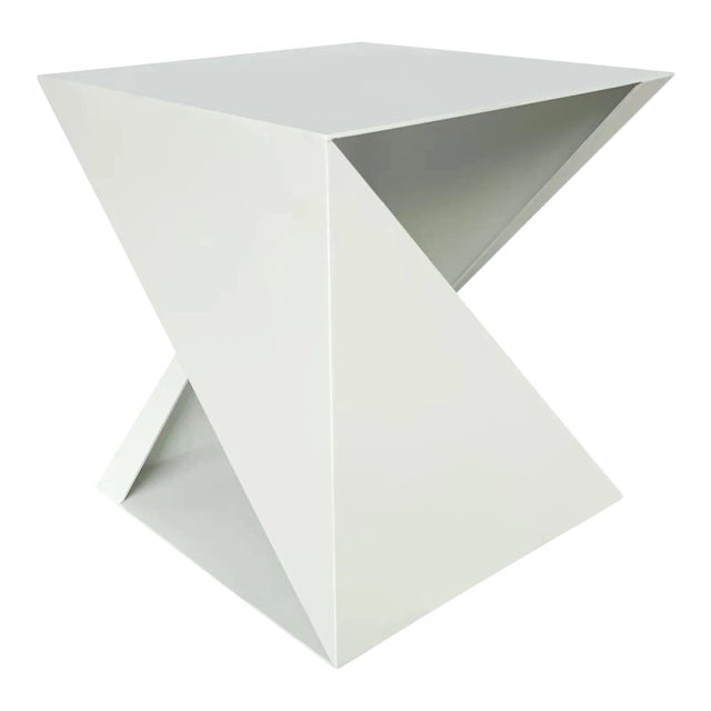 Daryl Carter for Baker Modern White Geometric Metal Fold Accent Table For Sale