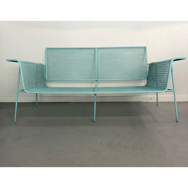 Metal Mid-Century Modern Metal Mesh Settee in the Style of Russell Woodard For Sale - Image 7 of 8