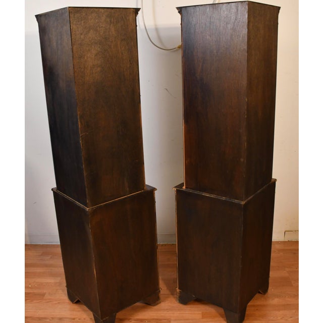 1950s Georgian Style Mahogany Inlaid Pair of Corner Display Cabinets 2 Keys For Sale - Image 16 of 17