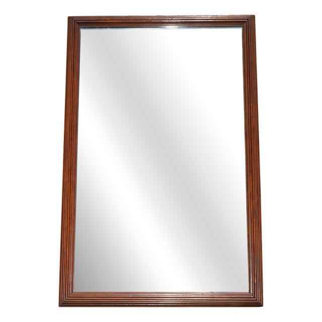 Large Antique English Victorian Wall-Mounted Mirror with Bevelled Hardwood Frame For Sale