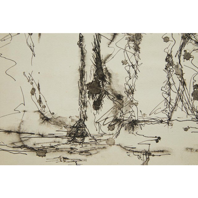 Abstract MCM Abstract Ink on Paper Artist Mackey 1956 For Sale - Image 3 of 7