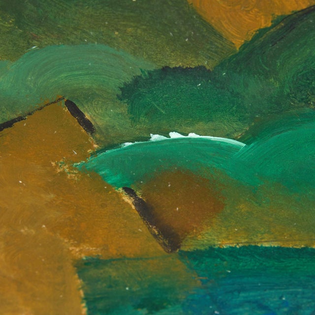 French Oil on Board Cubist Seascape Painting by Patrick Leroy, 1970s For Sale - Image 4 of 11