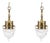 Antique Edwardian Brass & Cut Crystal Ceiling Lights, 1900, Set of 2 For Sale