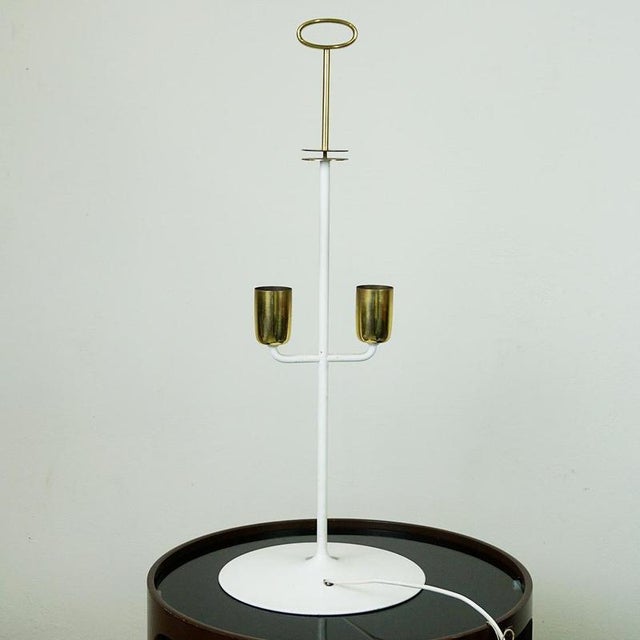Mid-Century Austrian White Lacquer and Brass Table Lamp attributed to J. T. Kalmar, 1960s For Sale - Image 9 of 11