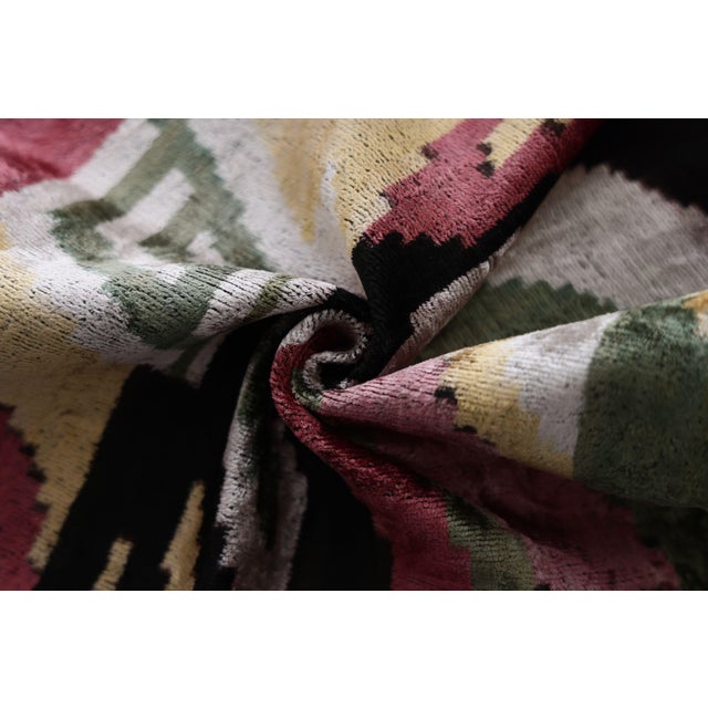 Hand-Knotted Abstract Wave Silk Velvet Lumbar - 16x24 Sage & Mauve For Sale - Image 4 of 8