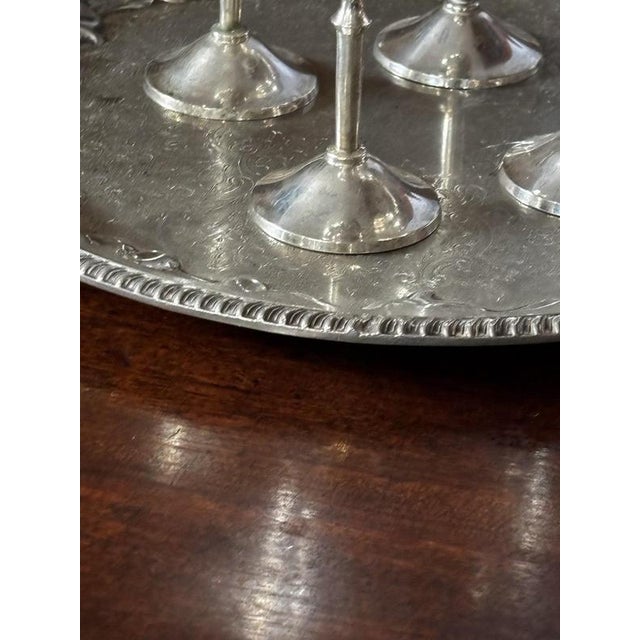 Silver-Plated Drinks Gallery Tray with Goblets, Set of 5 For Sale - Image 3 of 4