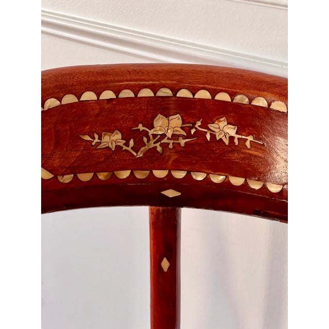 Pair of Chinese Rosewood Corner Chairs With Mother-of-Pearl Inlay, C. 1940 For Sale - Image 16 of 18