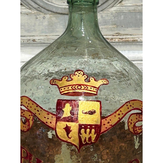 Hand Painted Antique Demi John Bottle From Normandy, France, ‘Pinot Noir’, Original Crate For Sale In Dallas - Image 6 of 13