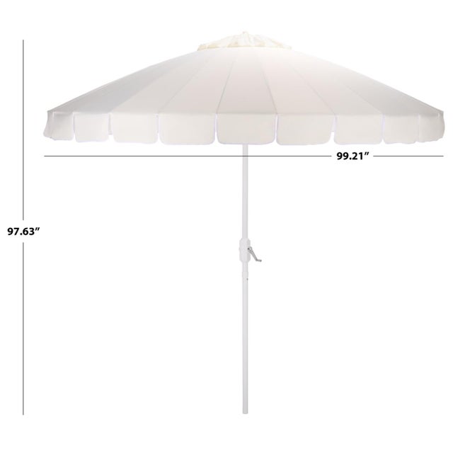 Modern Panza 9 Ft Crank Umbrella, Ivory/White Pole For Sale - Image 3 of 9