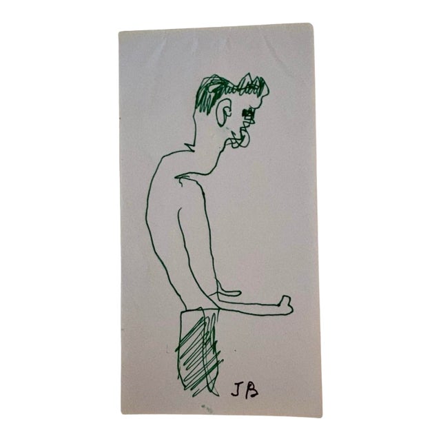 Abstract Figurative Drawing by Outsider Artist Jim Bloom, Signed For Sale