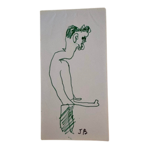 Abstract Figurative Drawing by Outsider Artist Jim Bloom, Signed