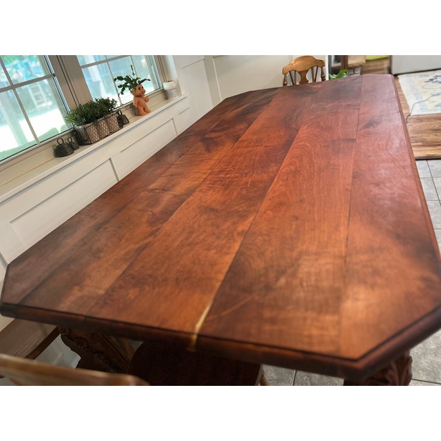 Wood Hand-Carved Solid Mesquite Wood Dining Table For Sale - Image 7 of 10