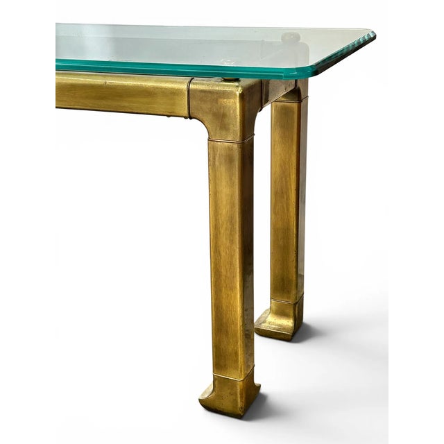 MCM Mastercraft Attributed Brass & Glass Console Table For Sale In Saint Louis - Image 6 of 11