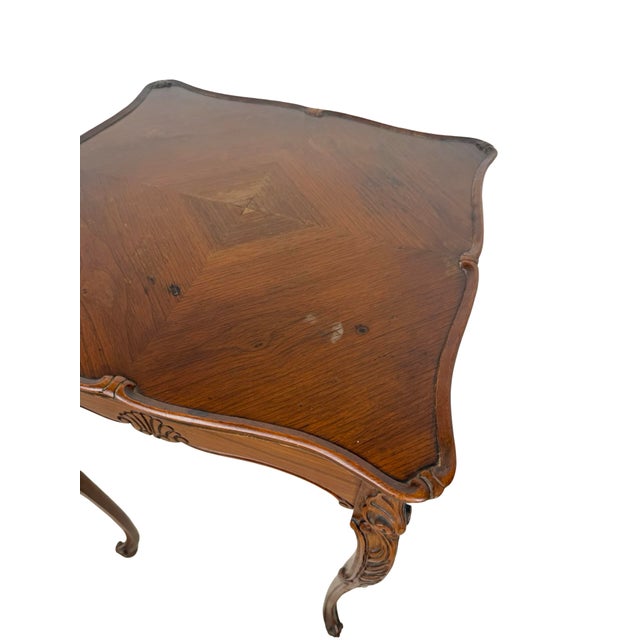 Vintage French Provincial Tall Square Table With Sculptural Turned Legs For Sale - Image 11 of 15