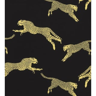 The House of Scalamandré Leaping Cheetah Cotton Print Fabric, Black Magic For Sale