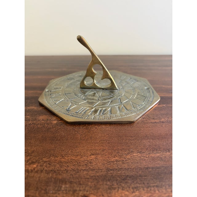 Vintage English Country Brass Garden Sundial "Time Flies" For Sale In South Bend - Image 6 of 7