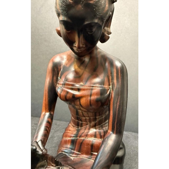 Mid 20th Century Art Deco Balinese Modernist Macassar Ebony Sculpture by Ida Bagus Nyoman Kaler For Sale - Image 4 of 12