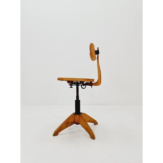 Bauhaus Swivel Office Chair in Wood by Stoll, 1930s For Sale - Image 11 of 11