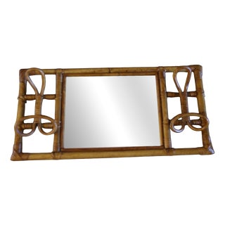 Coat Rack and Wall Mirror in Rattan and Bamboo, 1960s For Sale