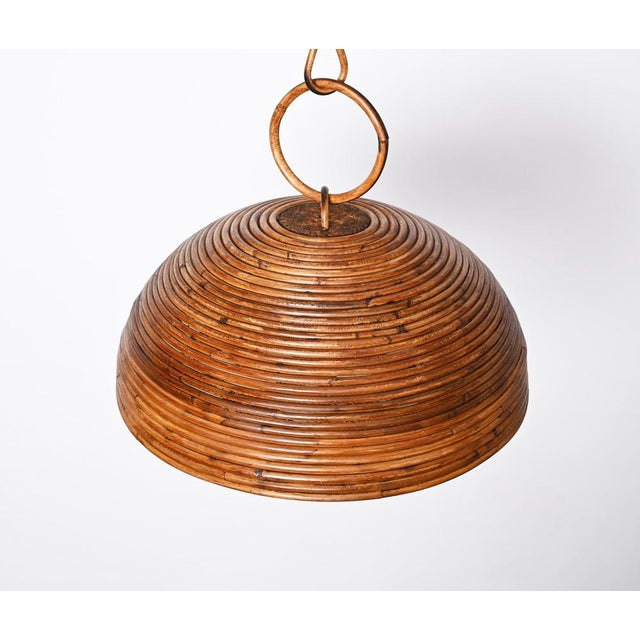 1960s Mid-Century French Riviera Hanging Lamp in Bamboo and Rattan, 1960s For Sale - Image 5 of 18