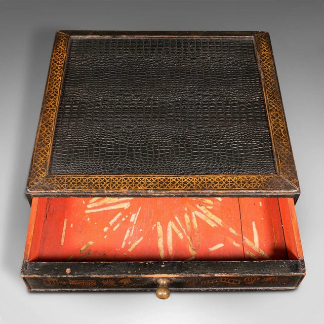 Black 1850s Edo Period Antique Desk Drawer, Japanese Ebonised Pine Desktop Folio, Victorian For Sale - Image 8 of 12