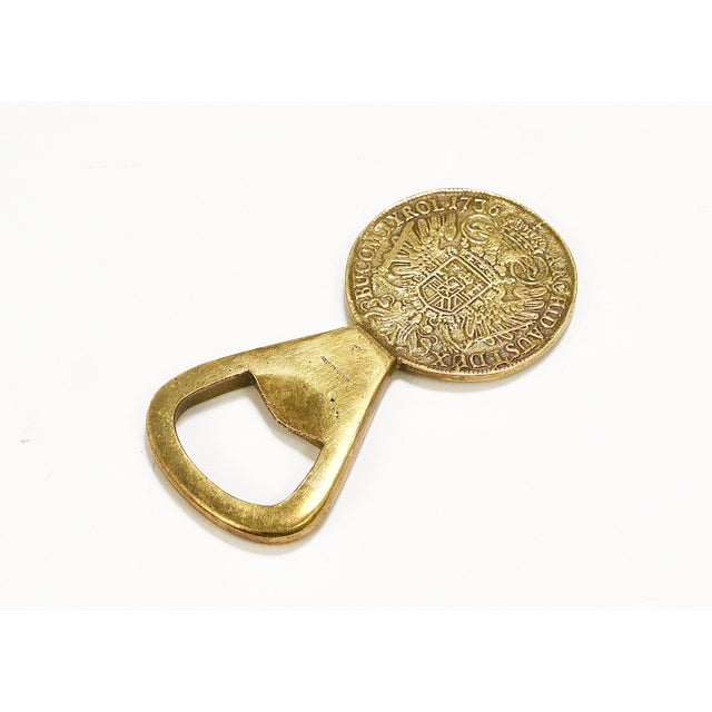 Maria Theresia Coin Bottle Opener in Brass attributed to Carl Auböck, Austria, 1950s For Sale - Image 11 of 14