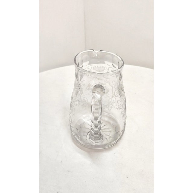 Mid-Century Modern Hand Carved Glass Jug, France, 1950s For Sale - Image 3 of 18