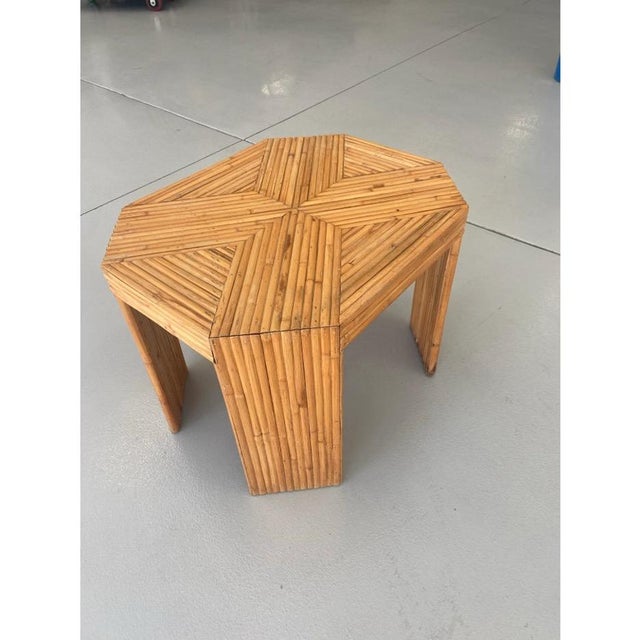 Wood Vintage Split Reed Side Table For Sale - Image 7 of 8