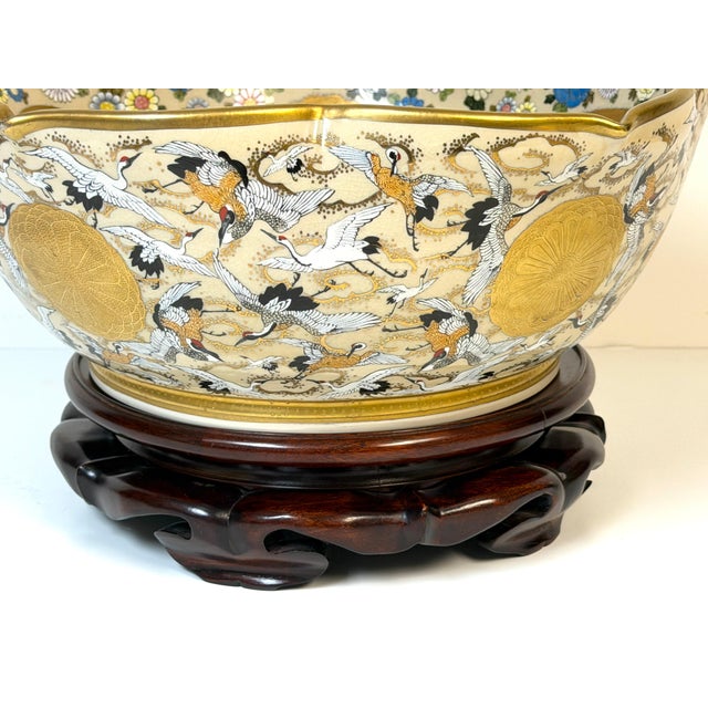 Exceptional Monumental Meiji Period Kyoto Satsuma Bowl, Attrib. Kinkozan Studio For Sale - Image 10 of 16