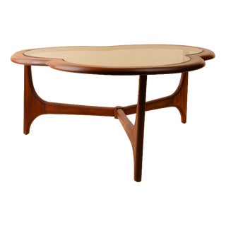 Italian Organic Teak and Glass Coffee Table, 1950s For Sale
