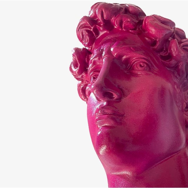 Vintage Pop Art Michelangelo’s David Bust in Post-Modern Neon Fuchsia Circa 1980s For Sale - Image 12 of 12