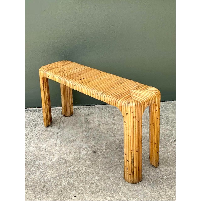 Vintage Rattan Waterfall Console Table For Sale - Image 11 of 12