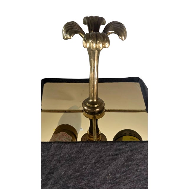 1991 Neoclassical Solid Brass & Black Marble Column Table Lamp by Chapman W/ Frederick Cooper Paisley Damask Shade - 35" For Sale - Image 9 of 17