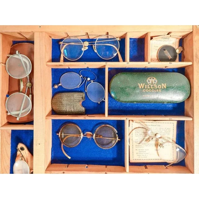 Wood Collection of Vintage Glasses in a Display Case For Sale - Image 7 of 12