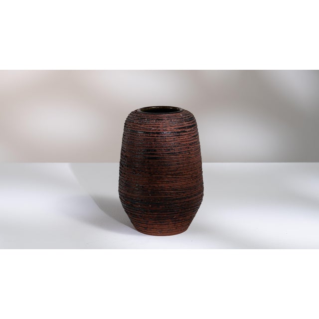 Chocolate 1960s German Dark Brown Ceramic Spara Keramik Vase For Sale - Image 8 of 15