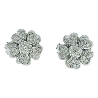 1.8 Carat Diamond Flower/Cluster Stud Earring 18 Karat White Gold For Sale