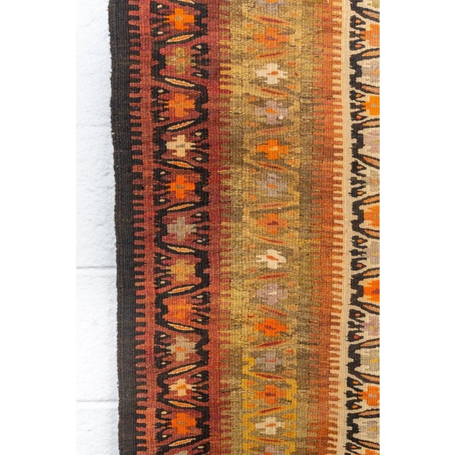 Burnt Orange Early 20th Century Vintage Persian Veramin Kilim Orange Area Rug 4'9'' X 9'8'' For Sale - Image 8 of 11
