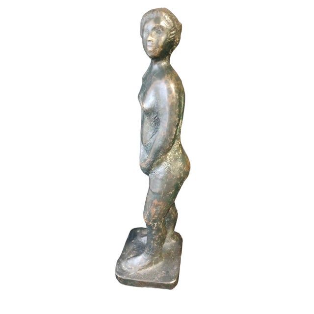 Vintage Bronze Sculpture of a Standing Nude Woman For Sale - Image 4 of 6