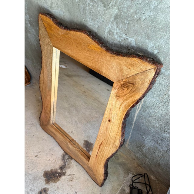 Art Deco Large Handcrafted India Maplewood Wall Hanging Mirror 22x29 For Sale - Image 3 of 6