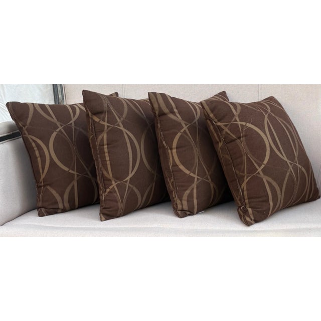 Hollywood Regency California Golden State Chic Brown and Gold Sunbrella Pillows-Set of 4 For Sale - Image 3 of 10