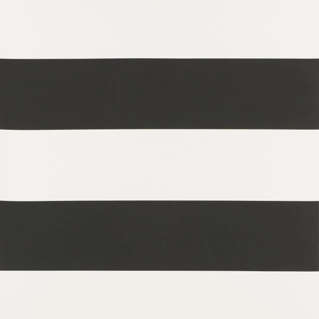 Sample - Schumacher Baxter Stripe Wallpaper in Carbon For Sale