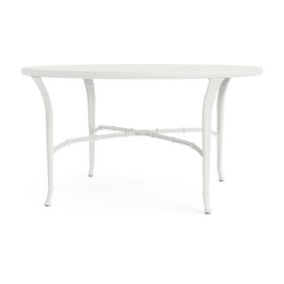 Brown Jordan Calcutta 54" Round Cast Top Dining Umbrella Table in Chalk For Sale