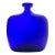 1980s Vintage Heavy Flask-Shaped Cobalt Blue Textured Vase Decanter Bottle For Sale
